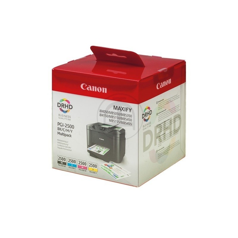 Pack 4 couleurs (Noir, Cyan, Magenta, Jaune) pour Canon IB4050 / MB5050....(PGI-2500)(9290B006)