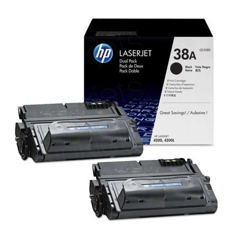 Pack 2 Toners  HP pour  LaserJet 4200 (38A), Toner Express : achat en ligne de Pack 2 Toners  HP pour  LaserJet 4200 (38A) pour 