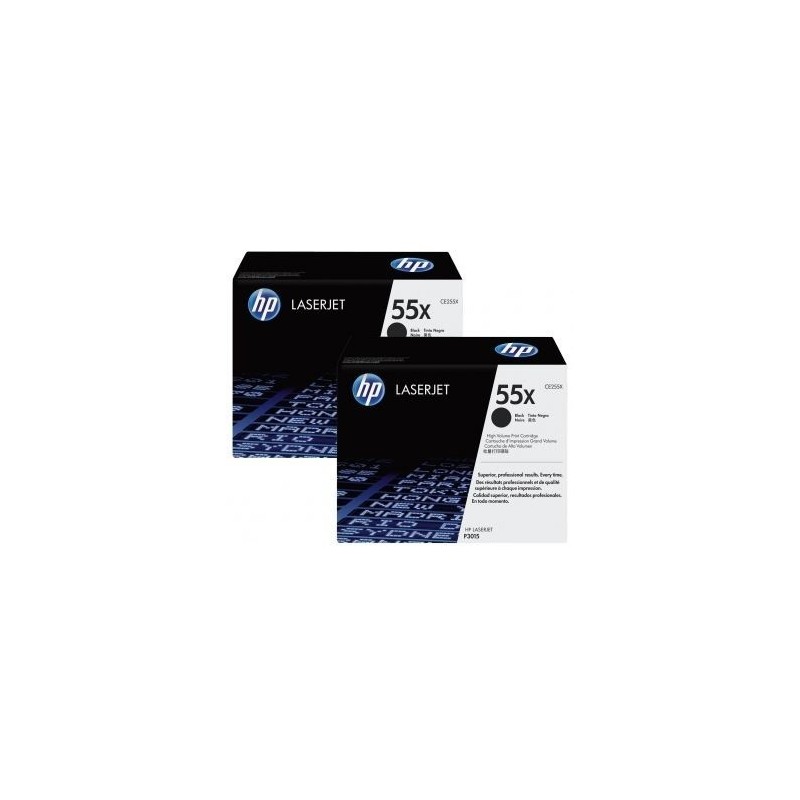 Pack de 2 toners noirs HP haute capacité pour laserjet P3010  (55X), Toner Express : achat en ligne de Pack de 2 toners noirs HP
