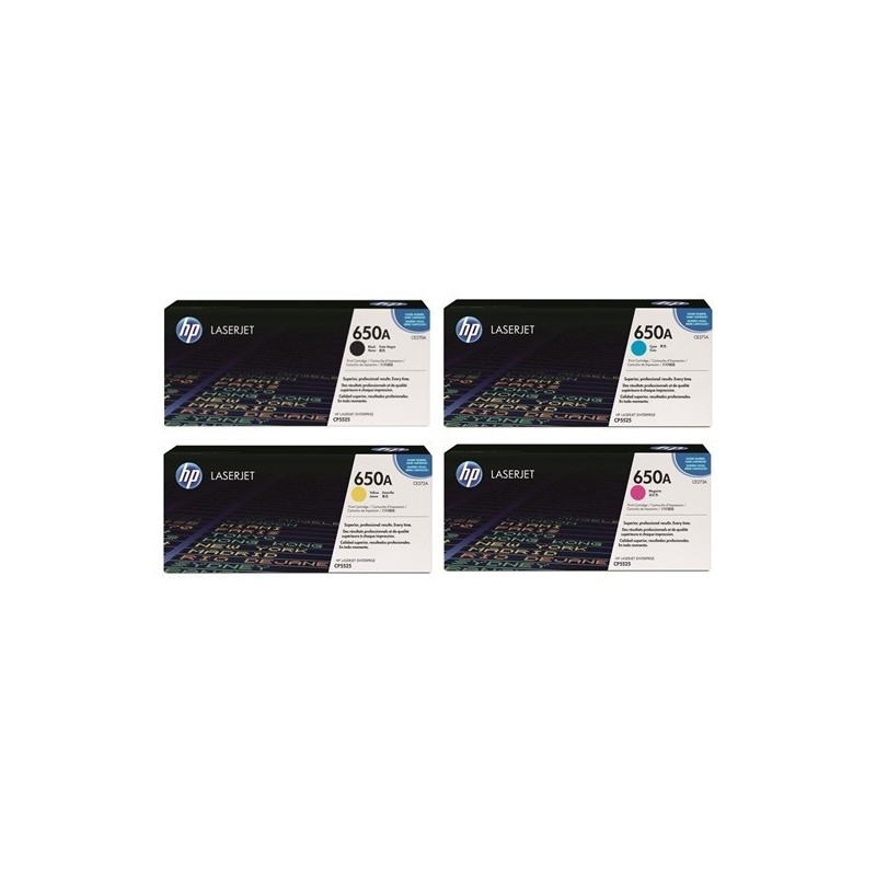 Pack de 4 toners HP pour Color Laserjet CP5525... (650A), Toner Express : achat en ligne de Pack de 4 toners HP pour Color Laser