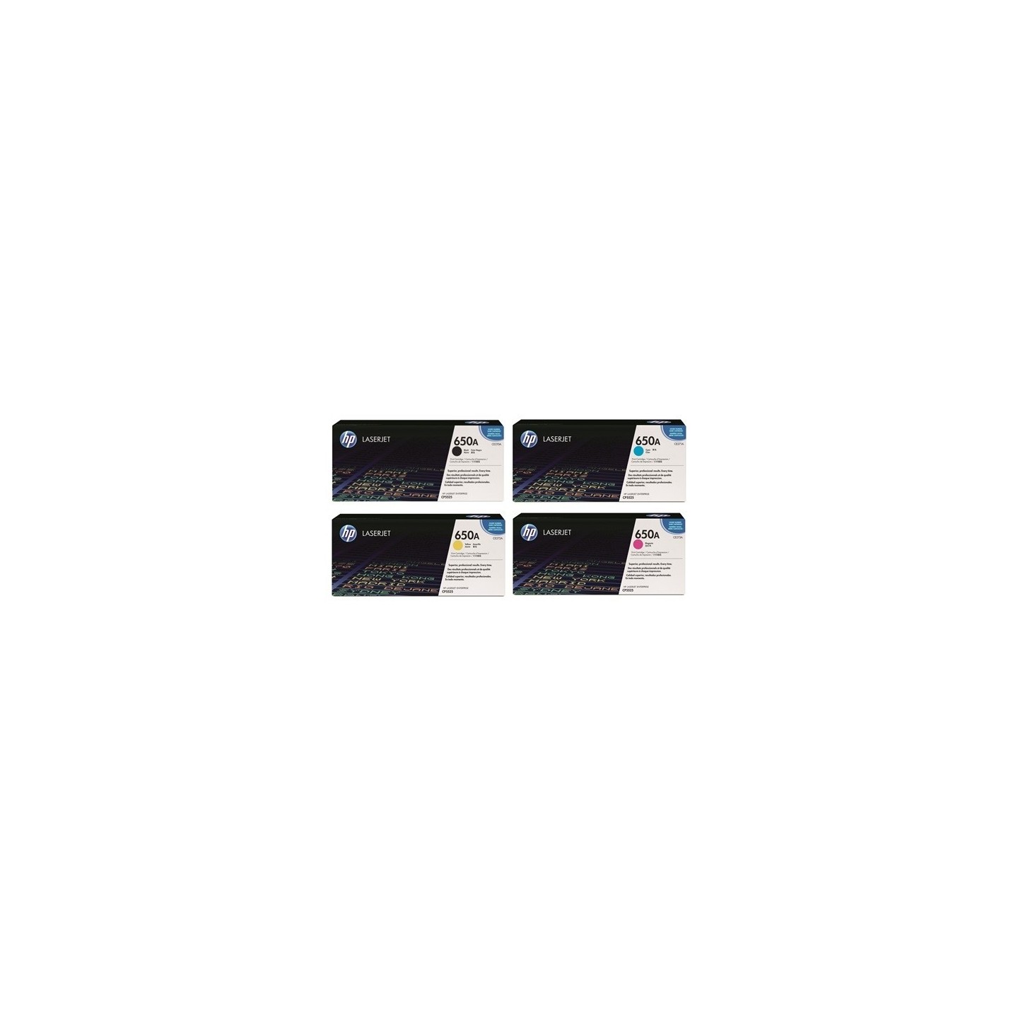 Pack de 4 toners HP pour Color Laserjet CP5525... (650A), Toner Express : achat en ligne de Pack de 4 toners HP pour Color Laser