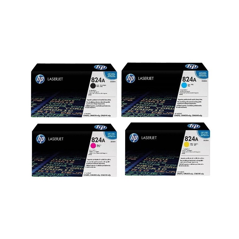 Pack de 4 tambours HP pour Color Laserjet CP6015 / CM6030 / CM6040 (824A), Toner Express : achat en ligne de Pack de 4 tambours 