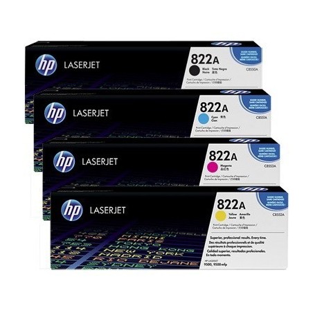 Pack de 4 Toners HP pour Color LaserJet 9500 (822A), Toner Express : achat en ligne de Pack de 4 Toners HP pour Color LaserJet 9