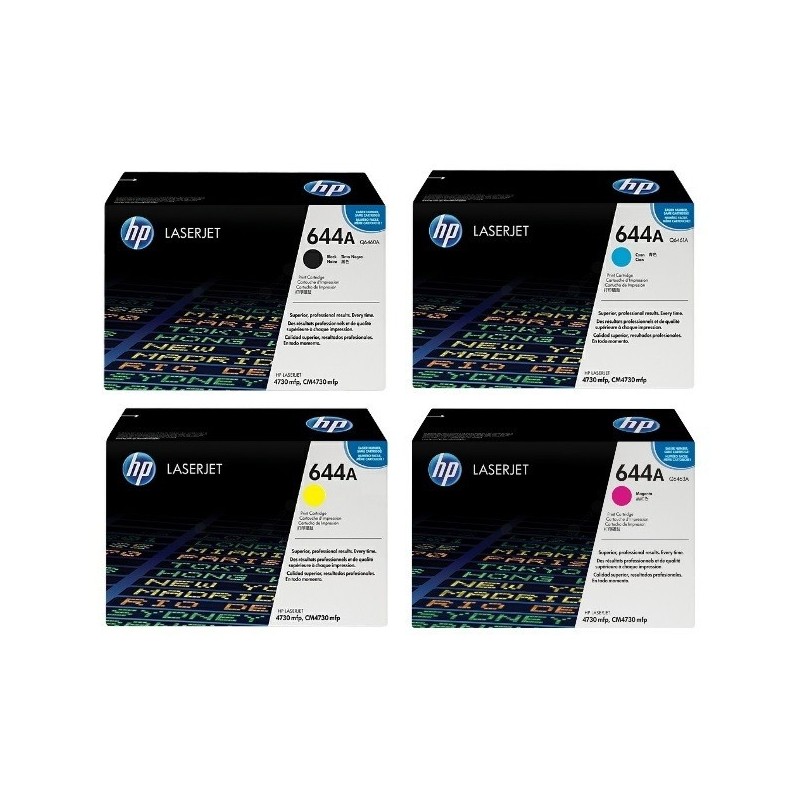Pack de 4 toners HP pour Color LaserJet 4730mfp (644A), Toner Express : achat en ligne de Pack de 4 toners HP pour Color LaserJe