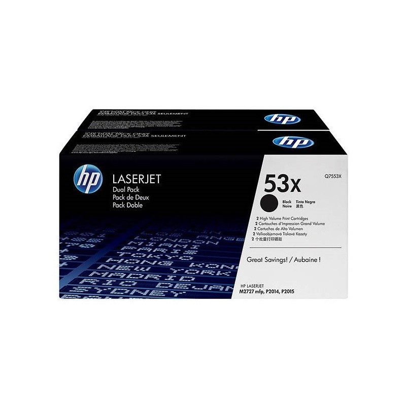 Pack de 2 Toners noires longue durée pour HP pour LaserJet P2015 (53X), Toner Express : achat en ligne de Pack de 2 Toners noire