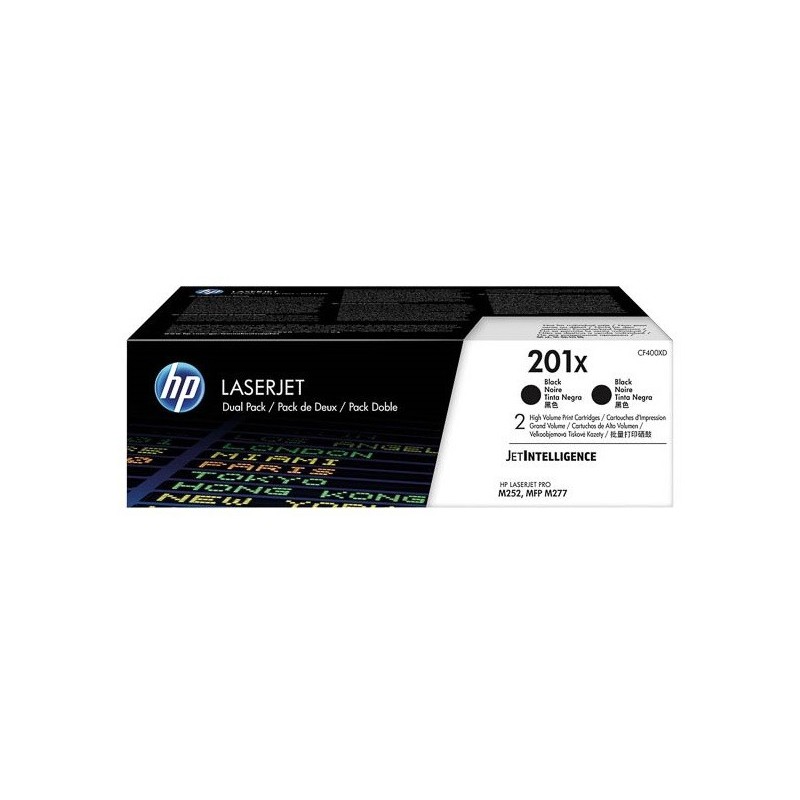 Pack 2 Toner noir HP haute capacité pour Color LaserJet Pro M252 / M277.... (201X)