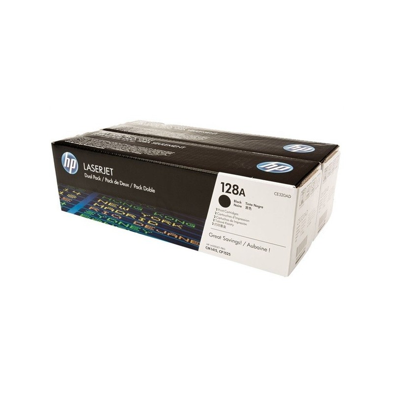 Pack 2 Toner noir HP pour Colorlaserjet CM 1410 (128A)