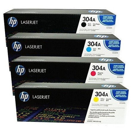 Pack de 4 toners HP pour laserjet CP2020/CP2025/CM2320MPF (304A), Toner Express : achat en ligne de Pack de 4 toners HP pour las