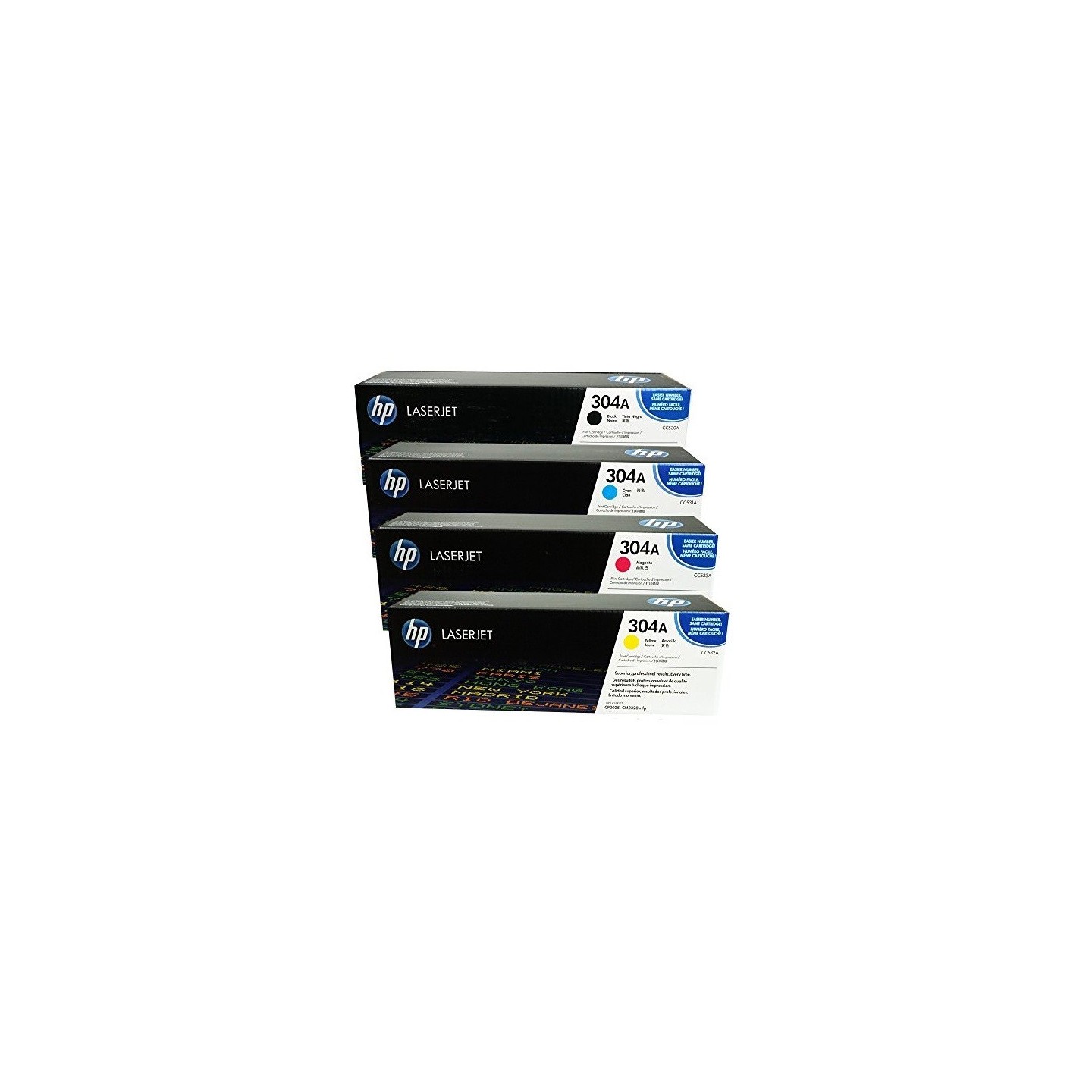 Pack de 4 toners HP pour laserjet CP2020/CP2025/CM2320MPF (304A), Toner Express : achat en ligne de Pack de 4 toners HP pour las