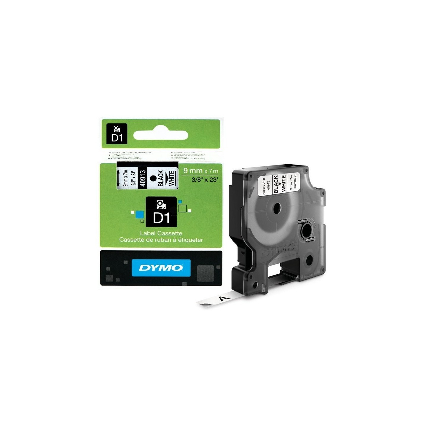 Ruban Dymo D1 (40913) - Noir sur blanc - 9mm x 7m Noir DYMO pour LabelManager