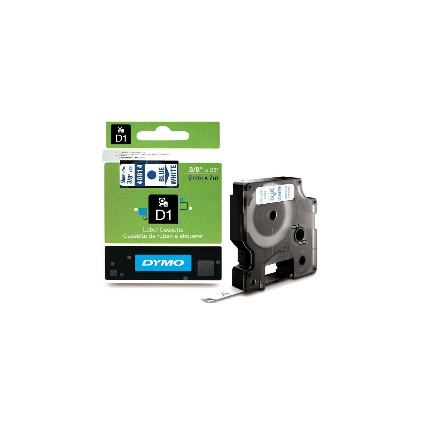 Ruban Dymo D1 (40914) - Bleu sur blanc - 9mm x 7m Noir DYMO pour LabelManager