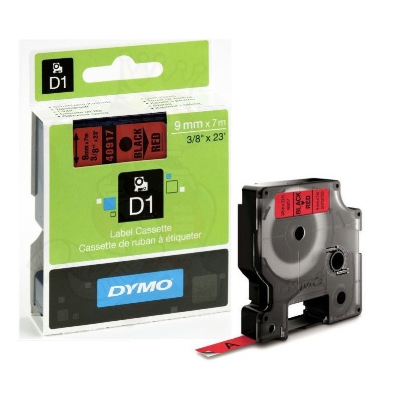 Ruban Dymo D1 (40917) - Noir sur rouge - 9mm x 7m Noir DYMO pour LabelManager