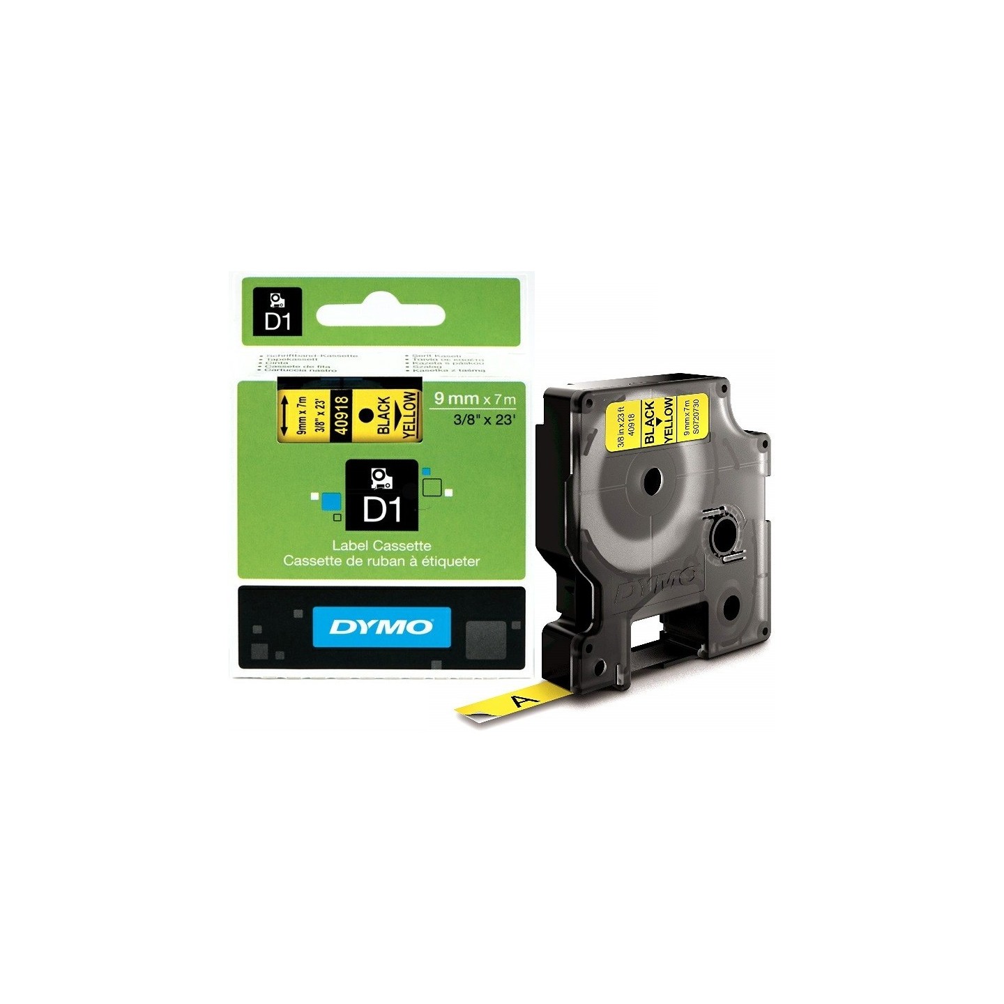 Ruban Dymo D1 (40918) - Noir sur jaune - 9mm x 7m Noir DYMO pour LabelManager