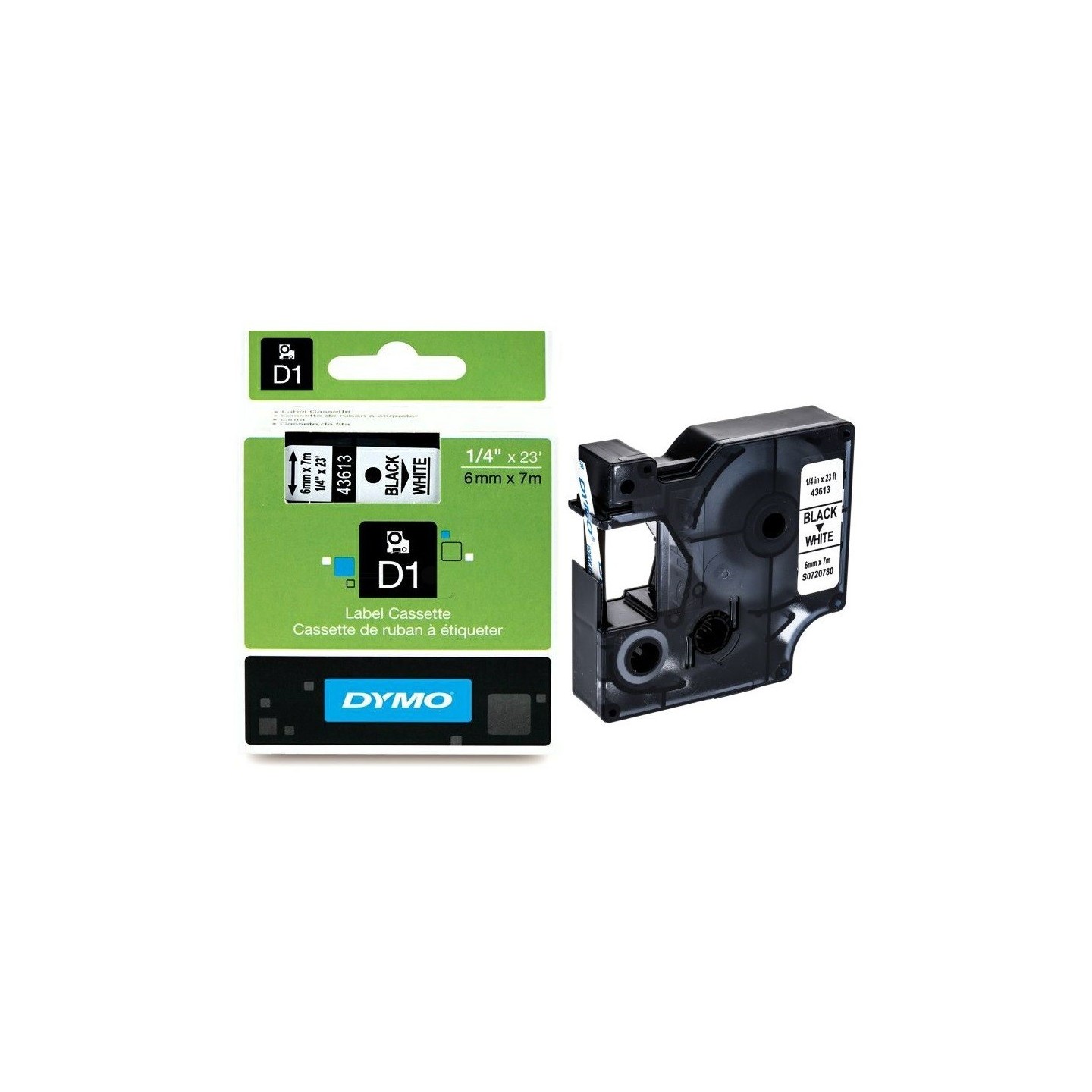 Ruban Dymo D1 (43613) - Noir sur blanc - 6mm x 7m Noir DYMO pour LabelManager