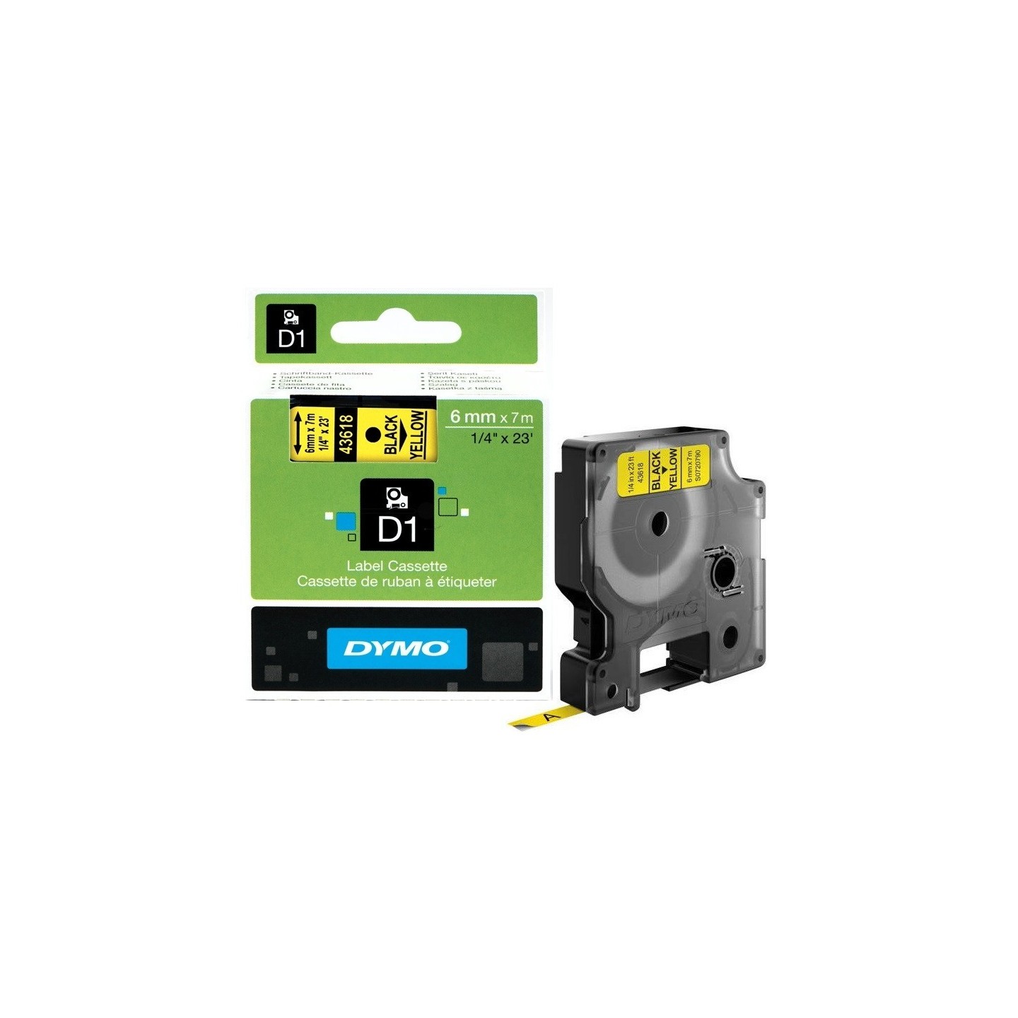 Ruban Dymo D1 (43618) - Noir sur jaune - 6mm x 7m Noir DYMO pour LabelManager