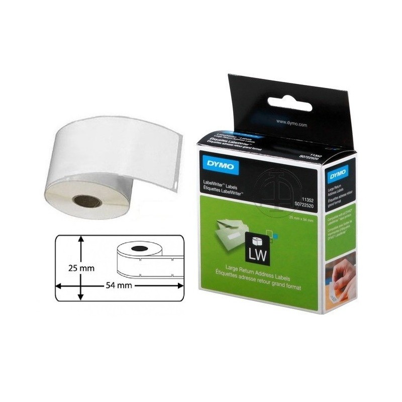 S0722520 - 500 Etiquettes d'adresse LW adhesives Dymo 25mm x 54 mm (large format), Toner Express 