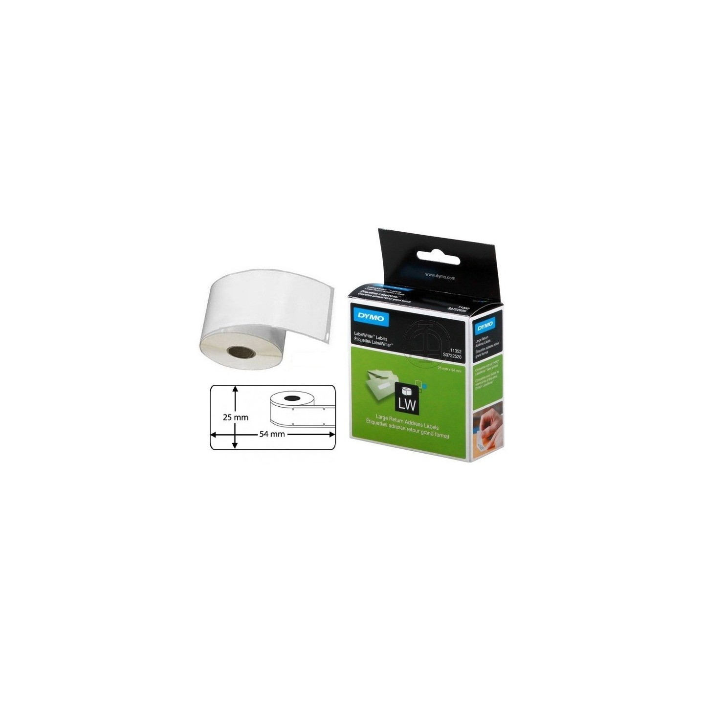 S0722520 - 500 Etiquettes d'adresse LW adhesives Dymo 25mm x 54 mm (large format), Toner Express 