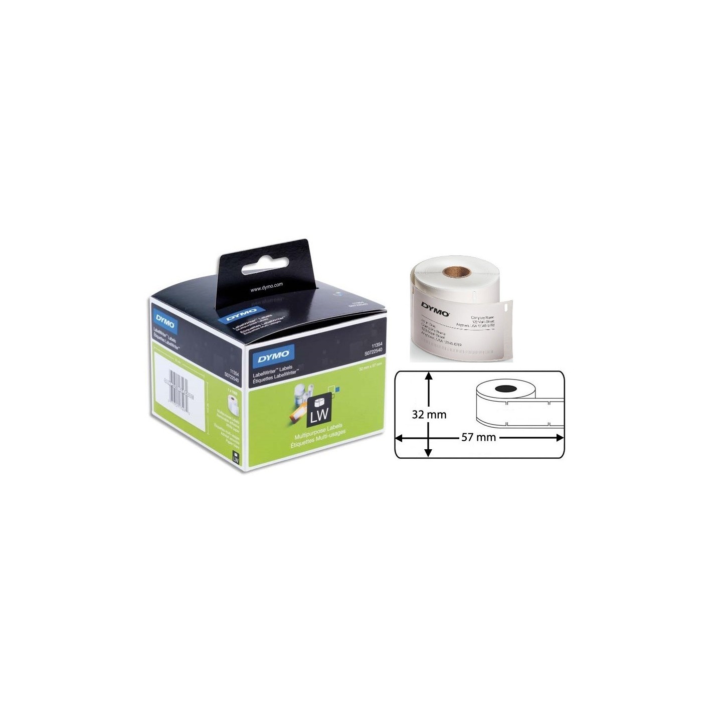 1000 Etiquettes Multi-usage LW adhesives Dymo 57mm x 32 mm (moyen format) (11354)