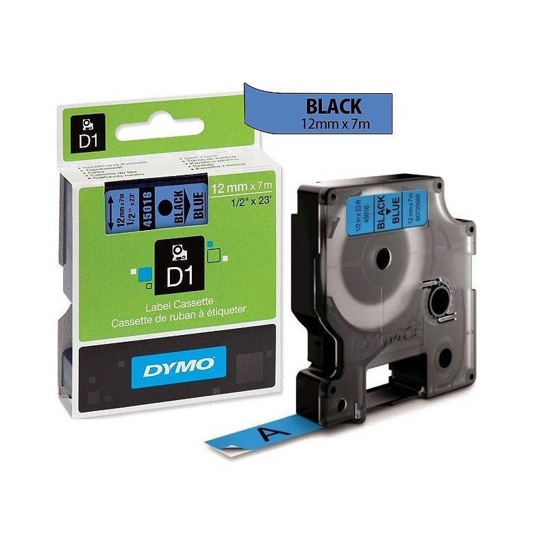Ruban Dymo 12mm x 7m Noir sur bleu (45016) pour LabelManager ...