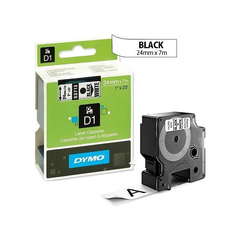 Ruban Dymo D1 (53713) 24mm x 7m Noir sur Blanc pour LabelManager...