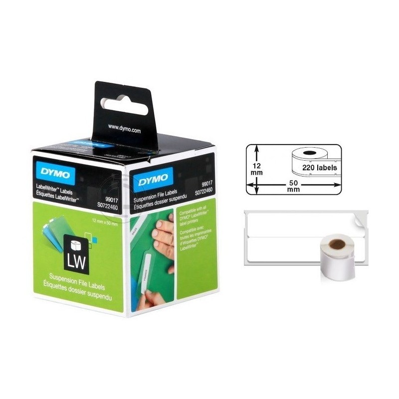 220 Etiquettes pour dossiers et classeurs LW adhesives Dymo 50mm x 12 mm (99017)
