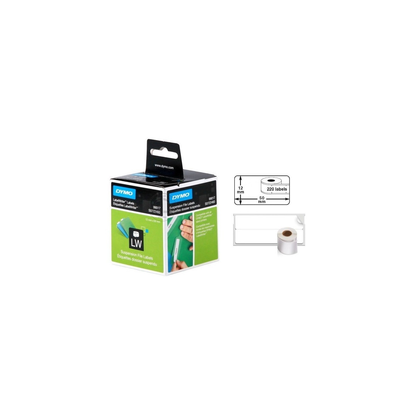 220 Etiquettes pour dossiers et classeurs LW adhesives Dymo 50mm x 12 mm (99017)