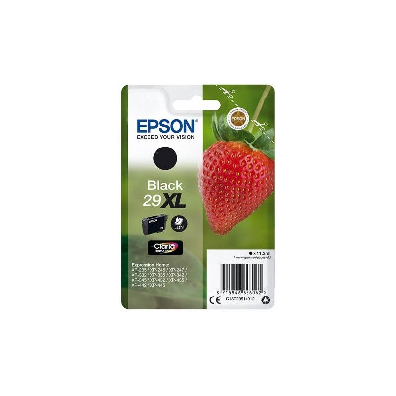 Cartouche Noire Epson Haute Capacité pour Expression Home XP-235 / XP332 / XP-432 ... (n°29XL - fraise), Toner Express : achat e