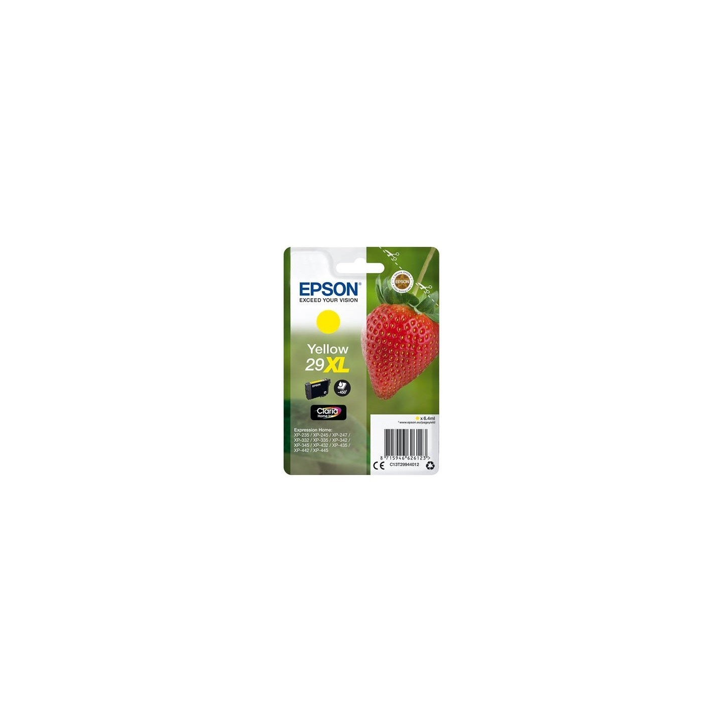 Cartouche Jaune Epson Haute Capacité pour Expression Home XP-235 / XP332 / XP-432 ... (n°29XL - fraise), Toner Express : achat e
