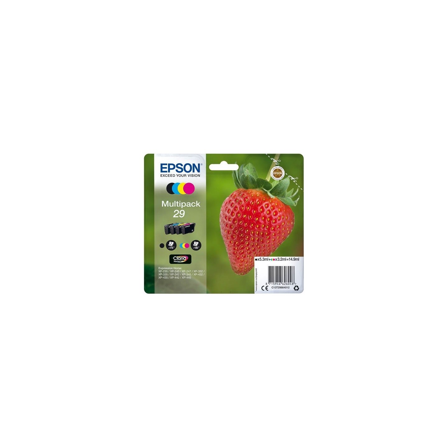 Multipack 4 couleurs Epson pour Expression Home XP-235 / XP332 / XP-432 ... (n°29 - fraise), Toner Express : achat en ligne de M