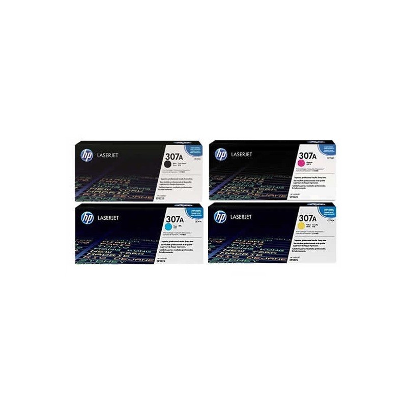 Pack de 4 toners HP pour ColorLaserjet CP 5225 ... (307A), Toner Express : achat en ligne de Pack de 4 toners HP pour ColorLaser