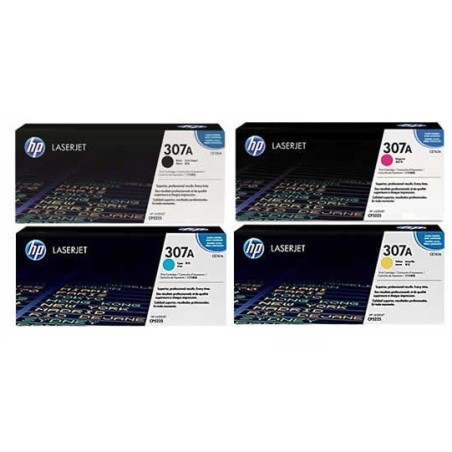 Pack de 4 toners HP pour ColorLaserjet CP 5225 ... (307A), Toner Express : achat en ligne de Pack de 4 toners HP pour ColorLaser