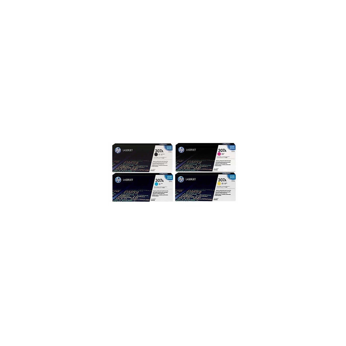 Pack de 4 toners HP pour ColorLaserjet CP 5225 ... (307A), Toner Express : achat en ligne de Pack de 4 toners HP pour ColorLaser