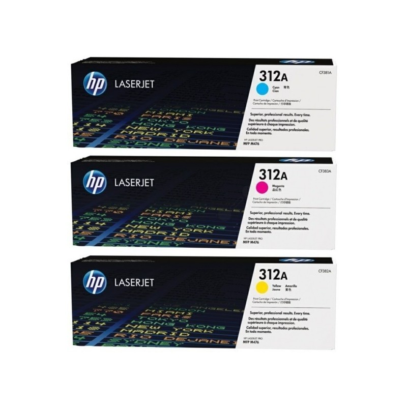 Pack 3 toner couleur HP pour Color LaserJet Pro M476NW/DN/DW (N°312A)