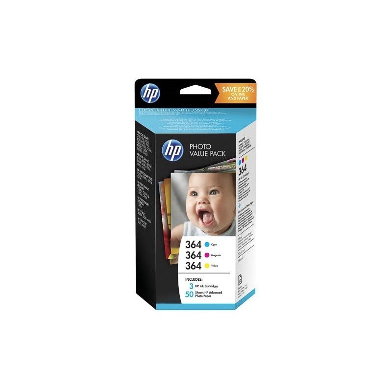Pack 3 couleurs + papier 10*15 HP N°364 / N°178 pour photosmart B8550 / C5380..., Toner Express : achat en ligne de Pack 3 coule