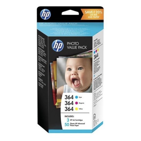 Pack 3 couleurs + papier 10*15 HP N°364 / N°178 pour photosmart B8550 / C5380..., Toner Express : achat en ligne de Pack 3 coule