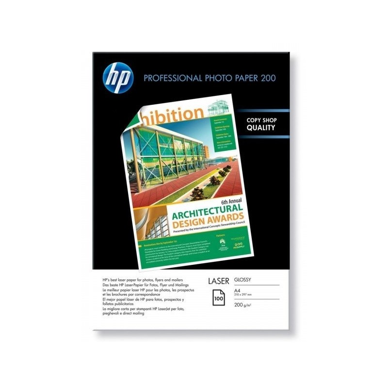 Papier photo A4 brillant laser professionnel HP - 100 feuilles - 200 gr - Finition brillante