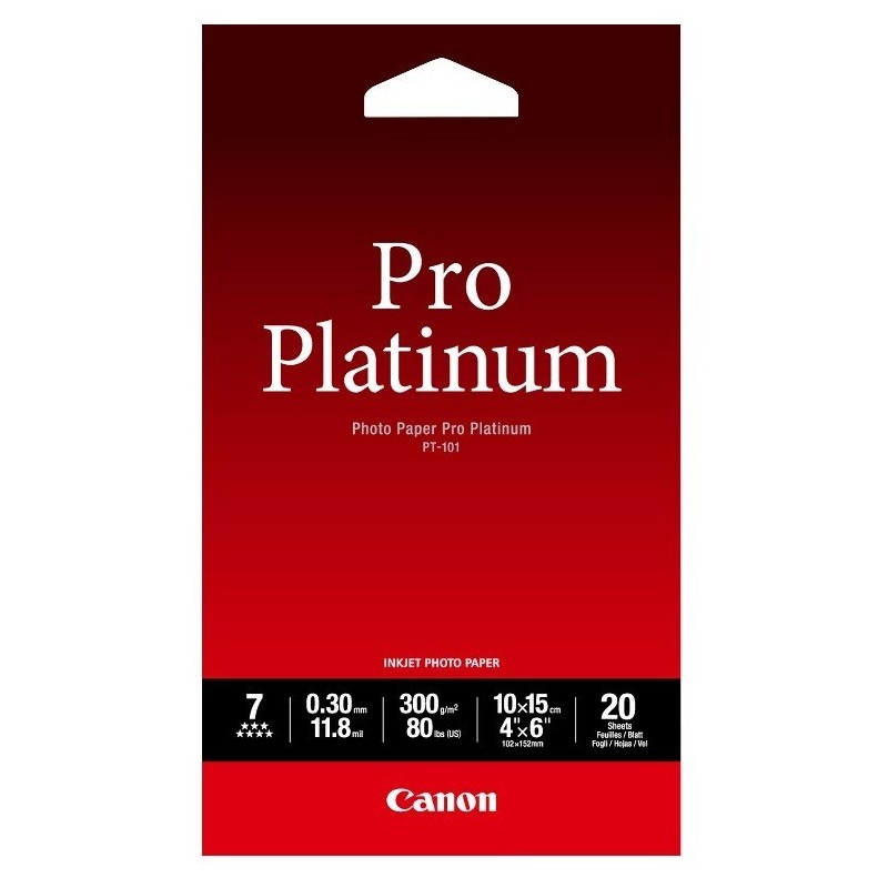 Canon PT-101 Pack 20 feuilles papier photo professionnel 10x15cm (PT101) - 300g 