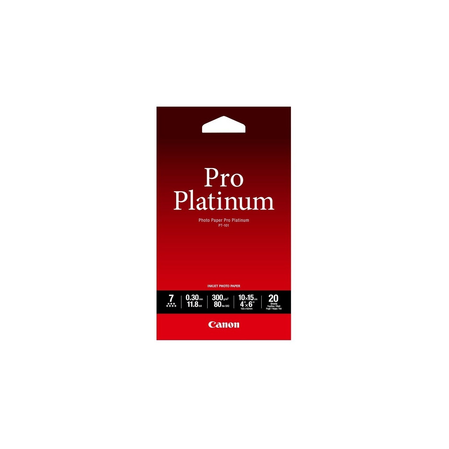 Canon PT-101 Pack 20 feuilles papier photo professionnel 10x15cm (PT101) - 300g 