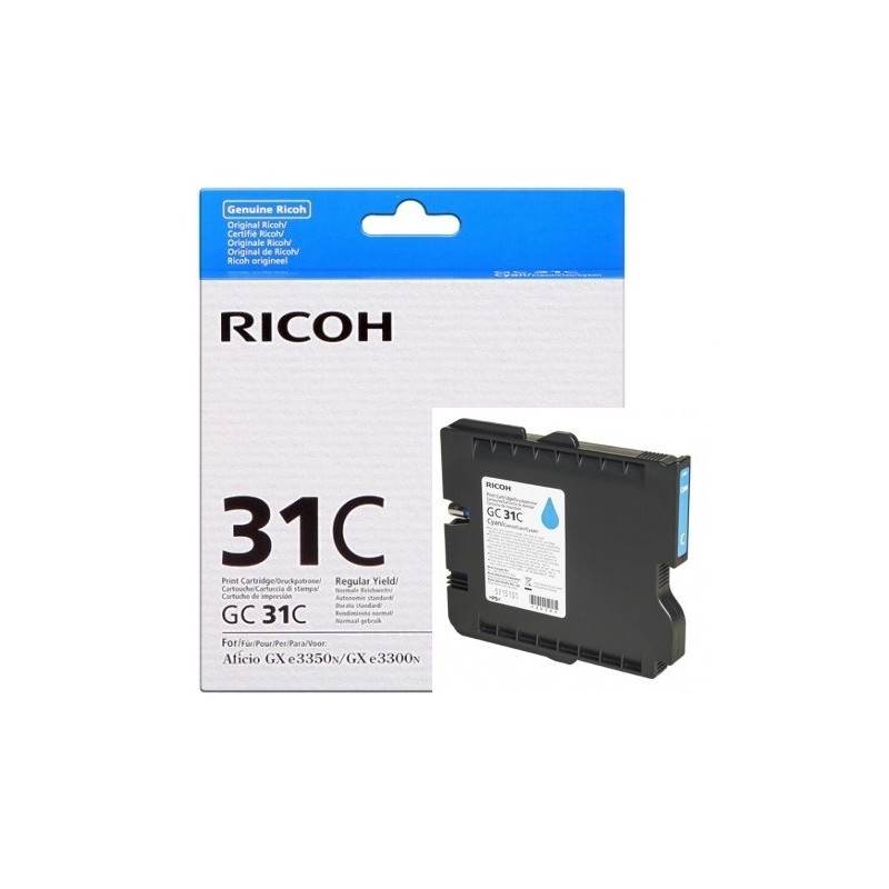 Cartouche cyan Ricoh pour Aficio GXe 3300N / 3350N (GC-31C), Toner Express : achat en ligne de Cartouche cyan Ricoh pour Aficio 
