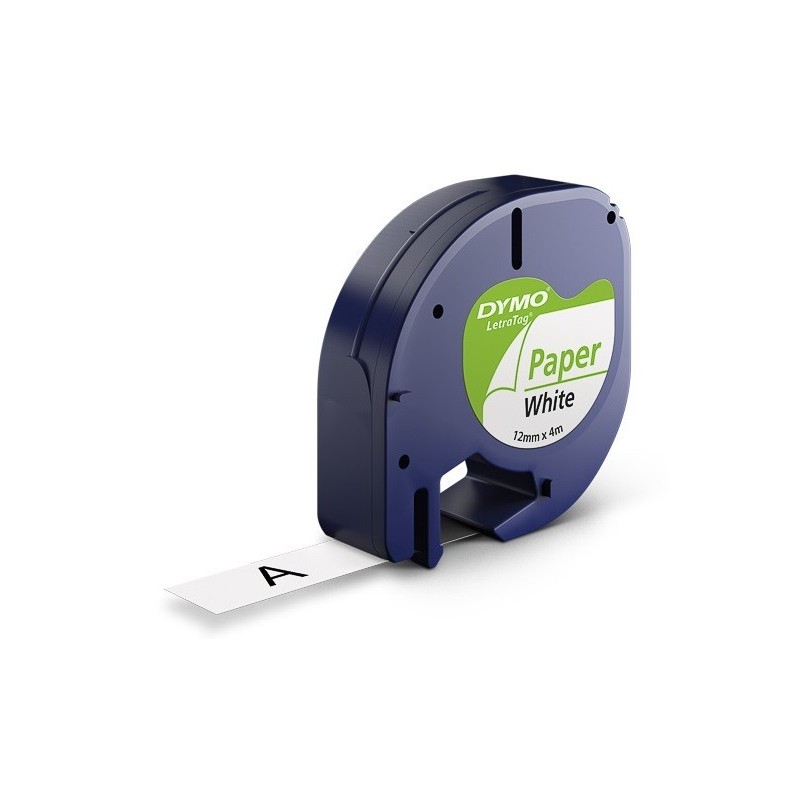 Ruban d'étiquettes en papier Dymo LT (91220) 12mm x 4m Noir sur Blanc pour étiqueteuse 