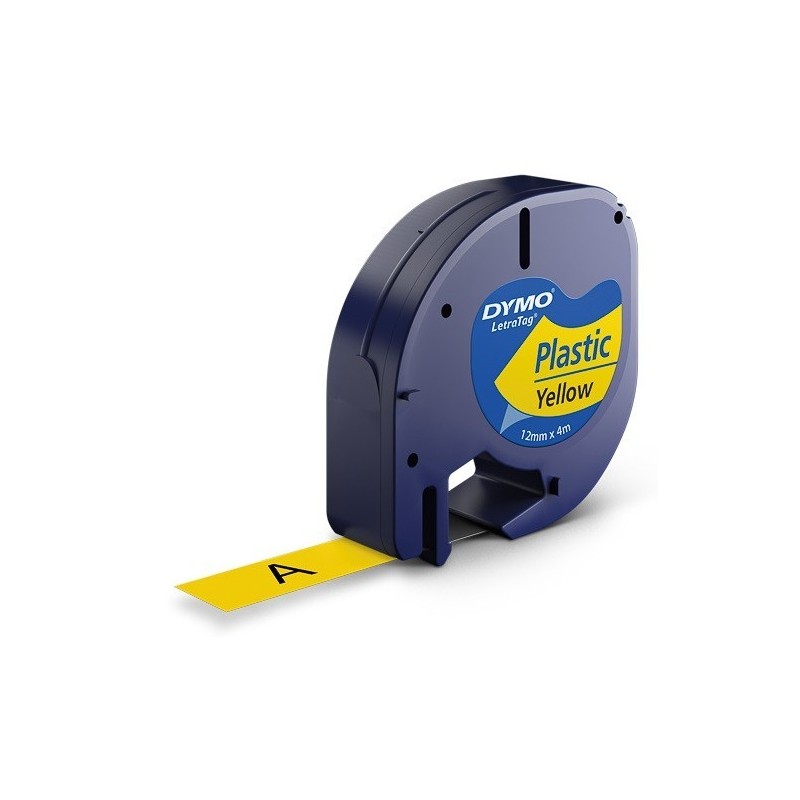 Ruban d'étiquettes en plastique Dymo LT (91222) 12mm x 4m Noir sur Jaune pour étiqueteuse