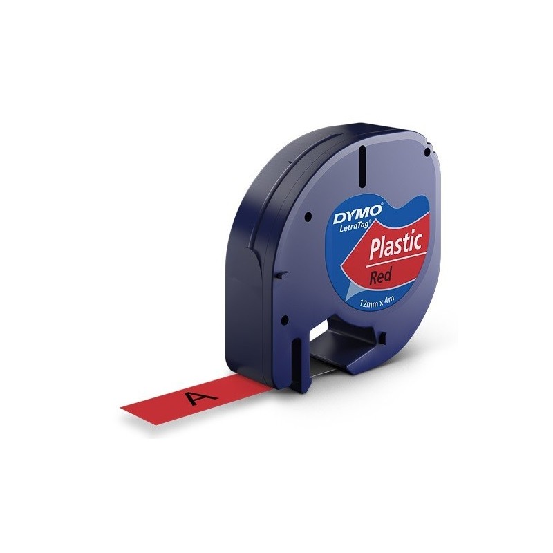 Ruban d'étiquettes en plastique Dymo LT (91223) 12mm x 4m Noir sur Rouge pour étiqueteuse