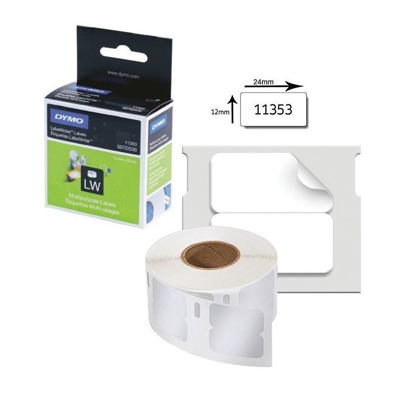 1000 Étiquettes adhesives Dymo multi-usage LW 13 mm x 25 mm (11353)