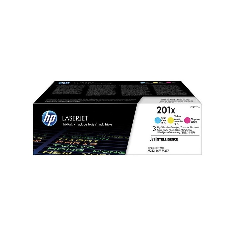 Pack 3 Toners Couleur HP haute capacité pour Color LaserJet Pro M252 / M277.... (201X)