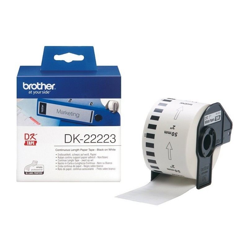 Rouleau de papier continu DK-22223 Brother original – Noir sur blanc, 50 mm de large pour QL500