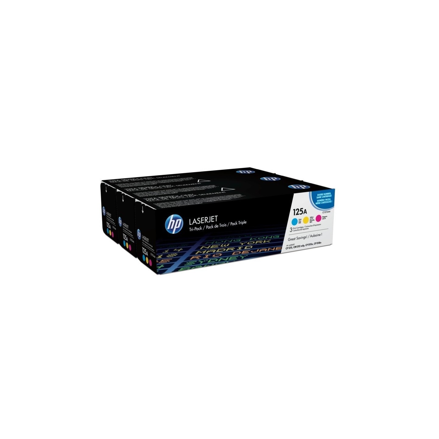 Pack toners tricolor HP pour Colorlaserjet CP 1215 / 1515 / 1518 (125A), Toner Express : achat en ligne de Pack toners tricolor 