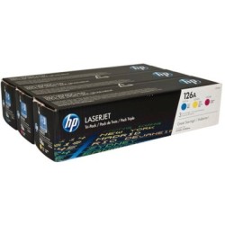 Pack de 3 toners HP (C-M-Y) pour laserjet Pro CP1025 (126A), Toner Express : achat en ligne de Pack de 3 toners HP (C-M-Y) pour 