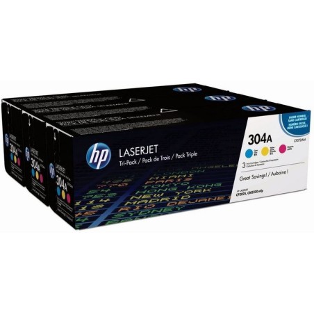 Pack tricolor HP pour laserjet CP2020/CP2025/CM2320MPF (304A), Toner Express : achat en ligne de Pack tricolor HP pour laserjet 