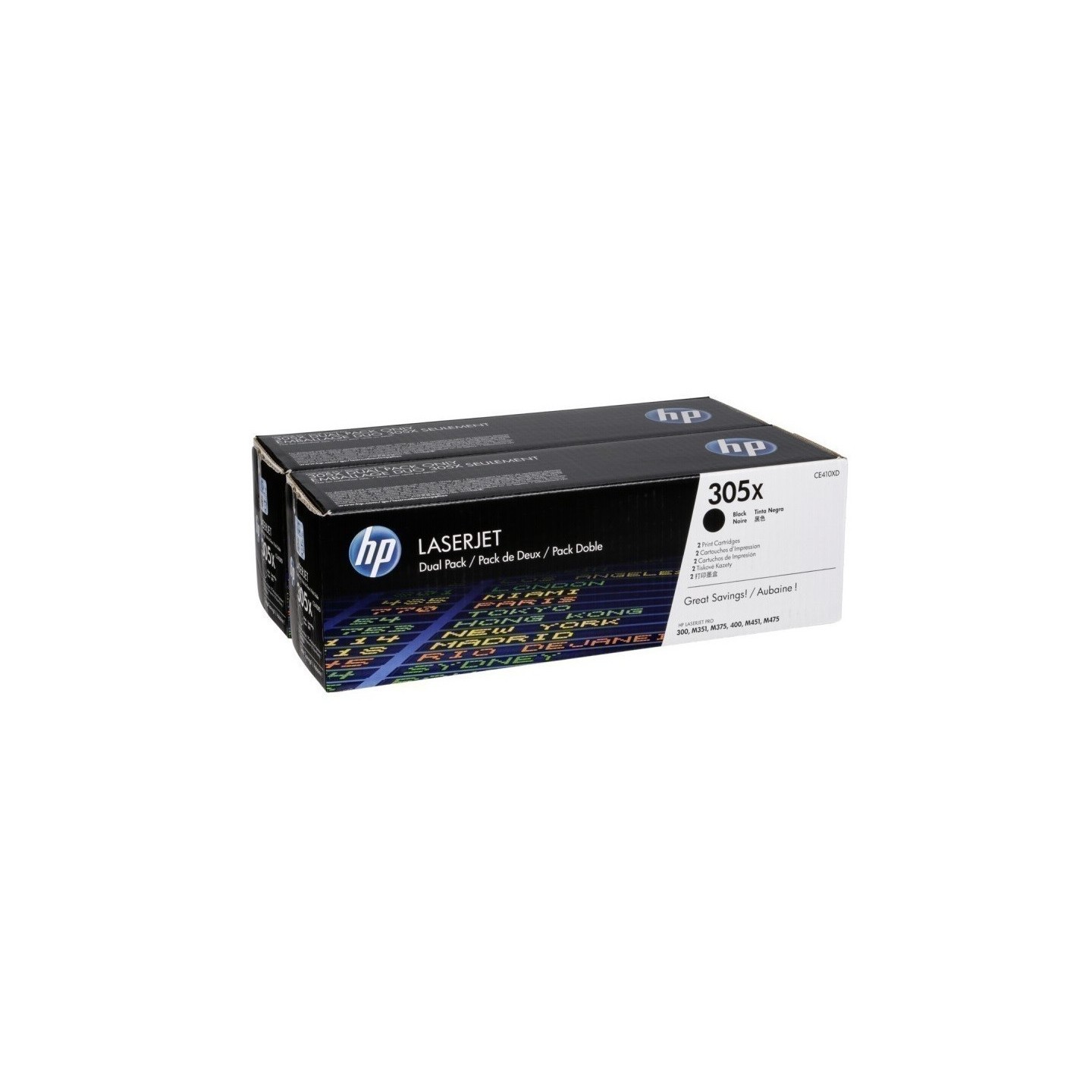Pack de 2 Toners noir haute capacité HP pour laserjet Pro 400 (305X), Toner Express : achat en ligne de Pack de 2 Toners noir ha