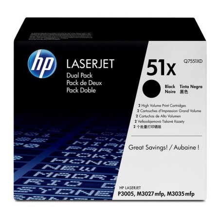 Pack de 2 Toners HP Haute capacité pour LaserJet  P3005 / M3027 / M3035 (51X), Toner Express : achat en ligne de Pack de 2 Toner